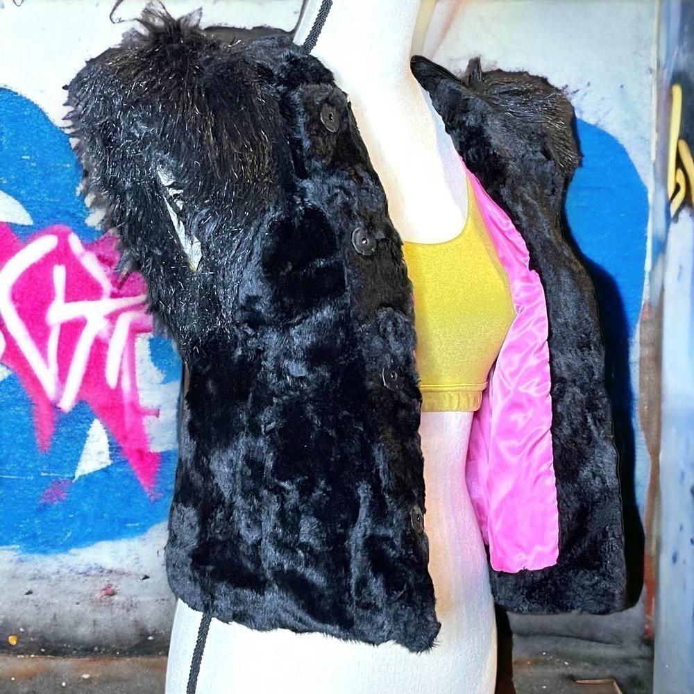 Skaist Taylor Nieman Marcus for Target Vest Black Shaggy Faux Fur SZ S Festival